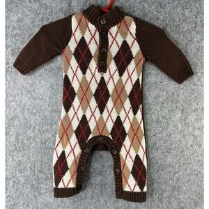 Old Navy Boy’s Brown Argyle Plaid Sweater 3-6 Months